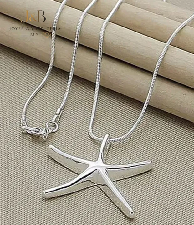 Collar Estrella de Mar Plata 925 Cadena Fina Joyería Mujer