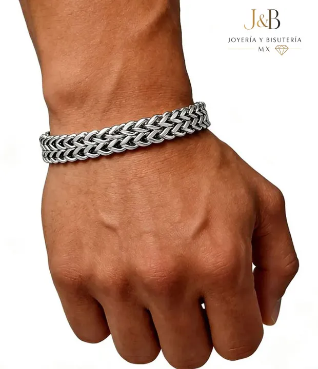 Pulsera de Acero Inoxidable Hombre Trenzada Doble Eslabón Quilla