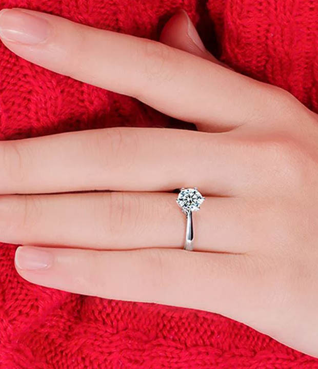 Anillo Dama Solitario de Boda Tipo Diamante Zirconia