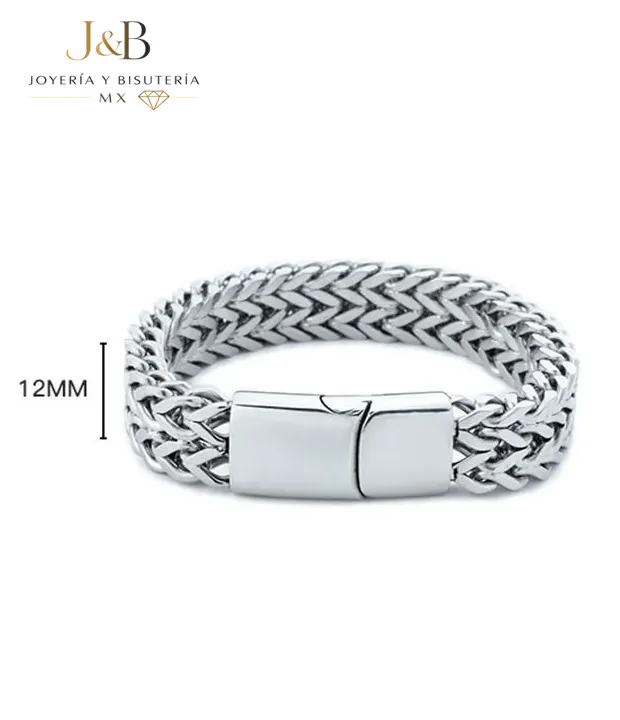 Pulsera de Acero Inoxidable Hombre Trenzada Doble Eslabón - Imagen 5