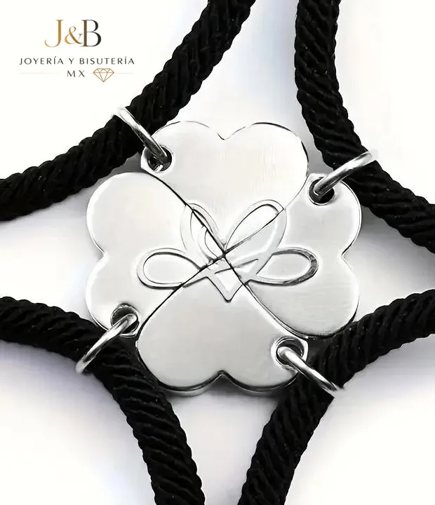 Kit 4 Pulseras de Trébol Magnéticas con Imán de Corazón - Imagen 3
