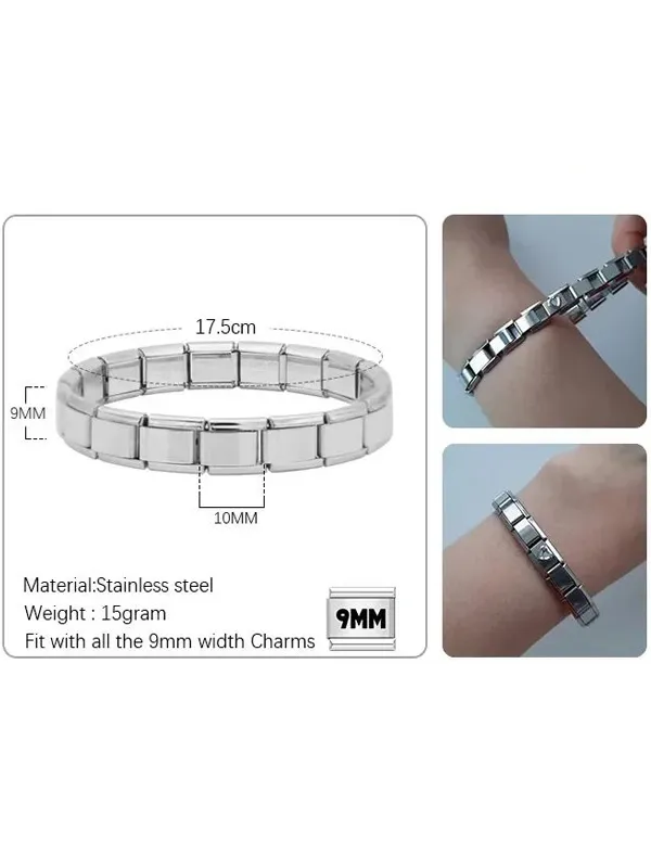 Pulsera Elástica para Dama de Acero Inoxidable 9mm Elegante