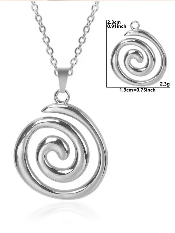 Collar y Cadena con Dije Espiral en Acero Inoxidable Joyería Mujer