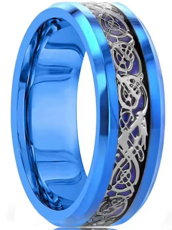 Anillo Azul de Tungsteno Diseño para hombre